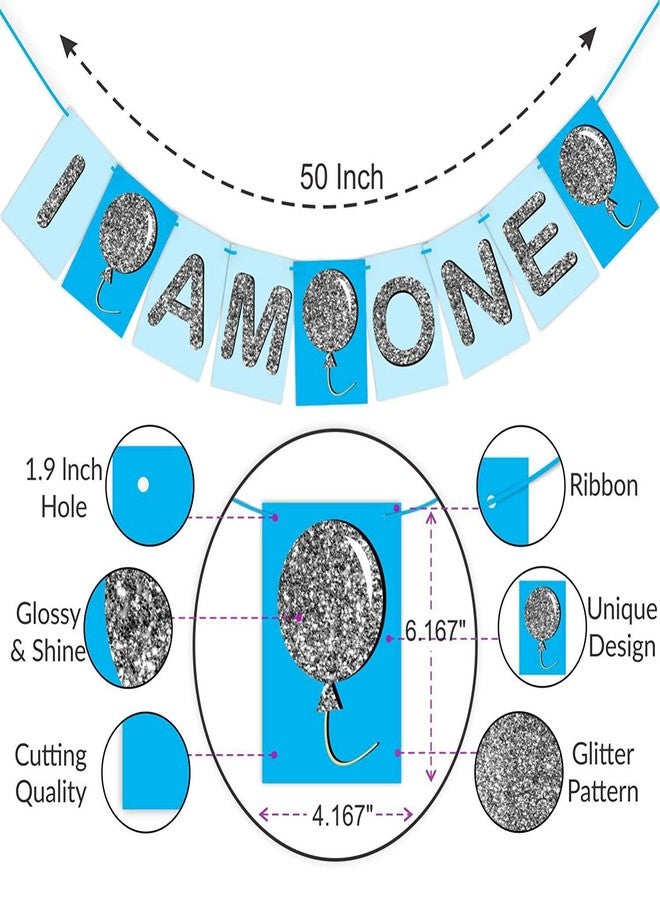 Infispace® First Birthday Bunting Banner for Party Decoration (Blue) - Image 3